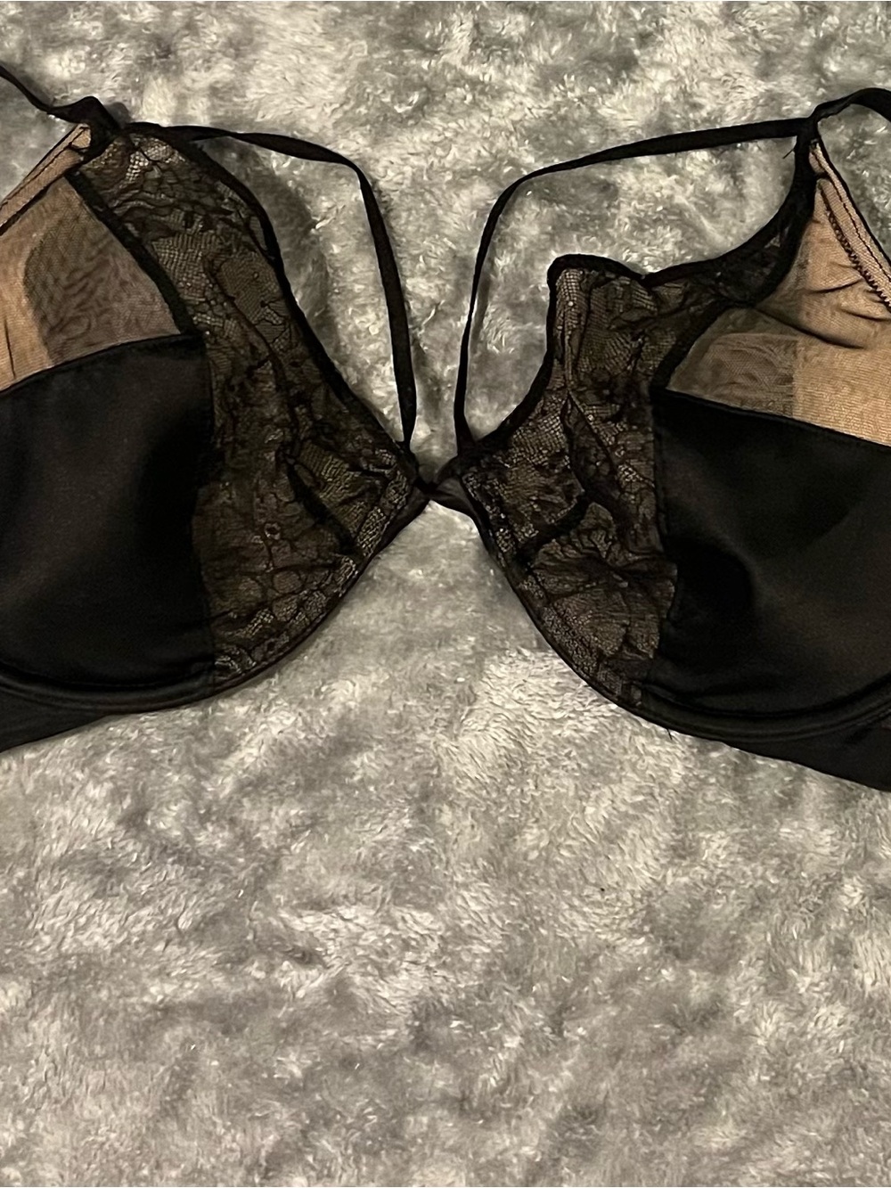 Victoria's Secret Black Lace Underwire Bra with Sheer Panels